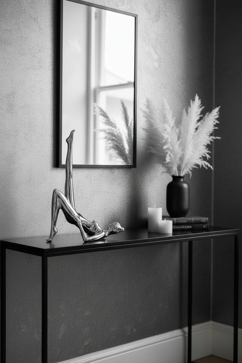 Ceramic Yoga Lady - High Polished Chrome/Silver - Yoga enthusiasts ornament