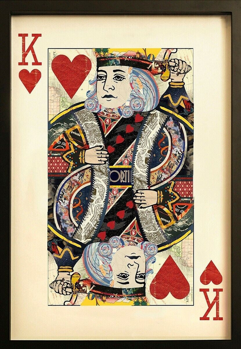 King Of Hearts Collage Wall Art - Great statement piece! Black Framed Picture