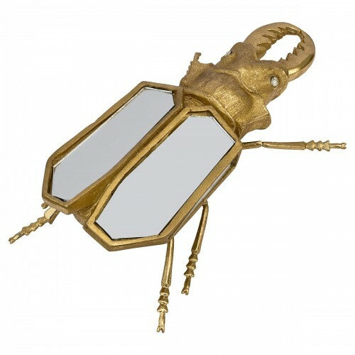 Golden Scarab Beetle Ornament Mirrored Glass Shell - Gold