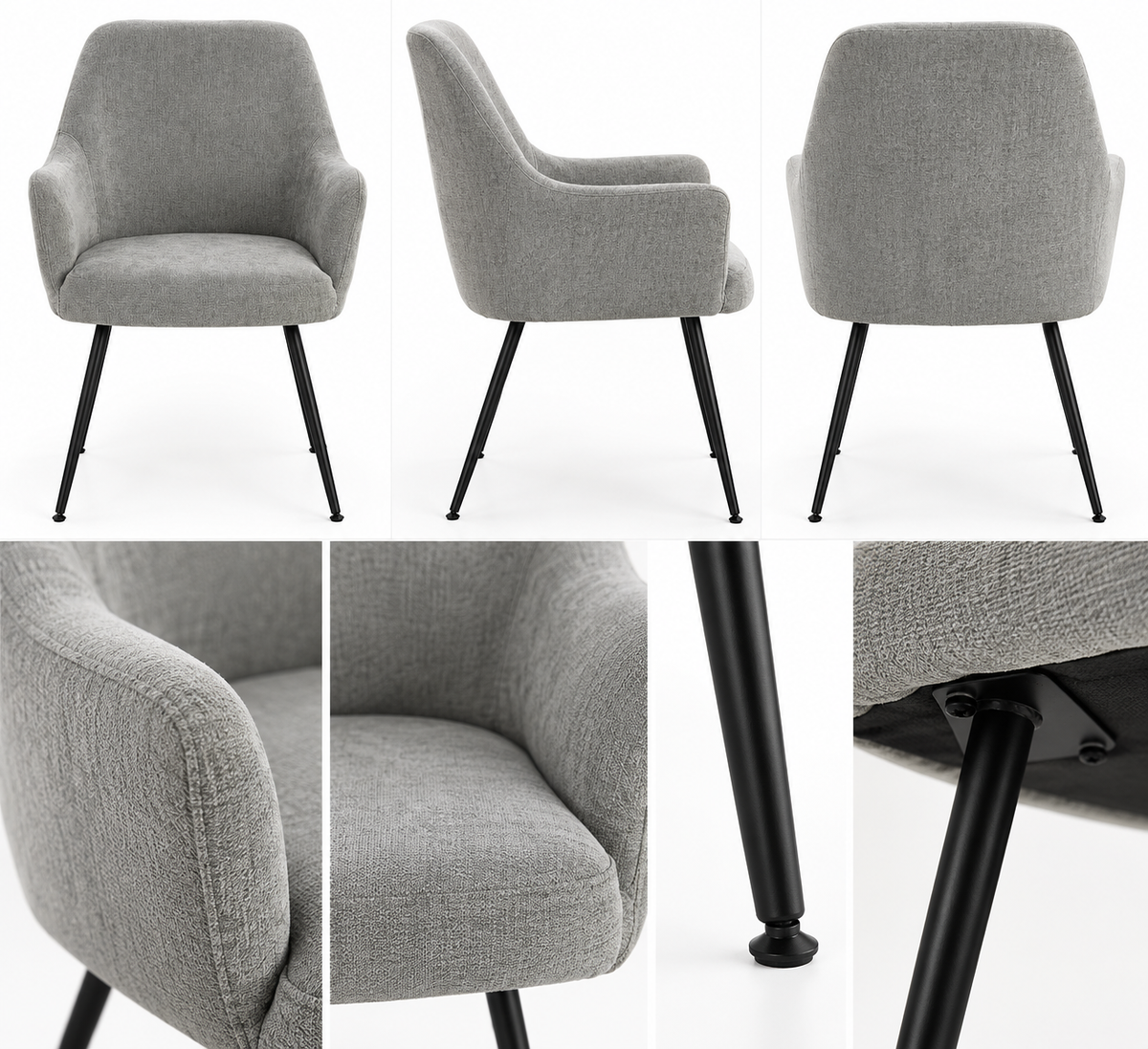 Maxwell Set of 4 Grey Upholstered Dining Chairs – Contemporary Style