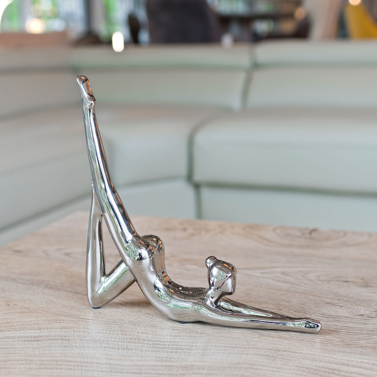 Ceramic Yoga Lady - Polished Chrome/Silver - Ornament Yoga enthusiasts