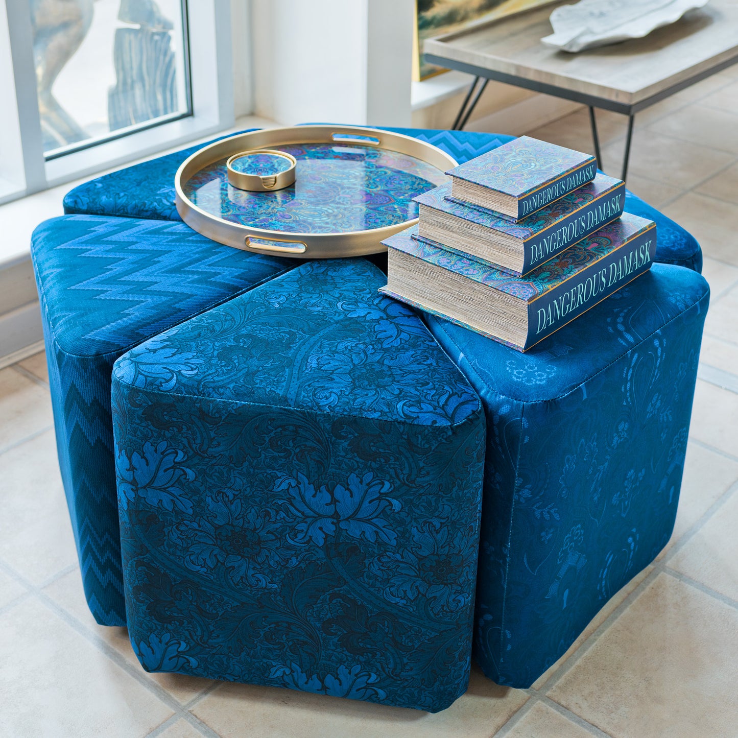 Dangerous Damask Circular Serving Tray