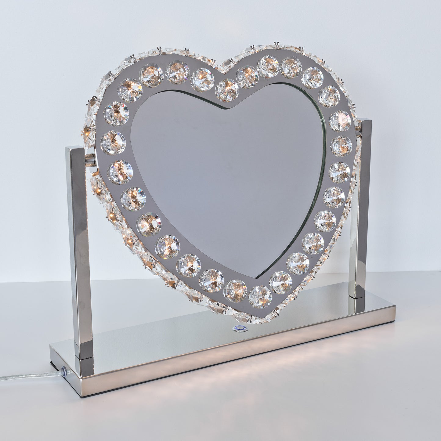Mirrored Glass Crystal Heart Table lamp
