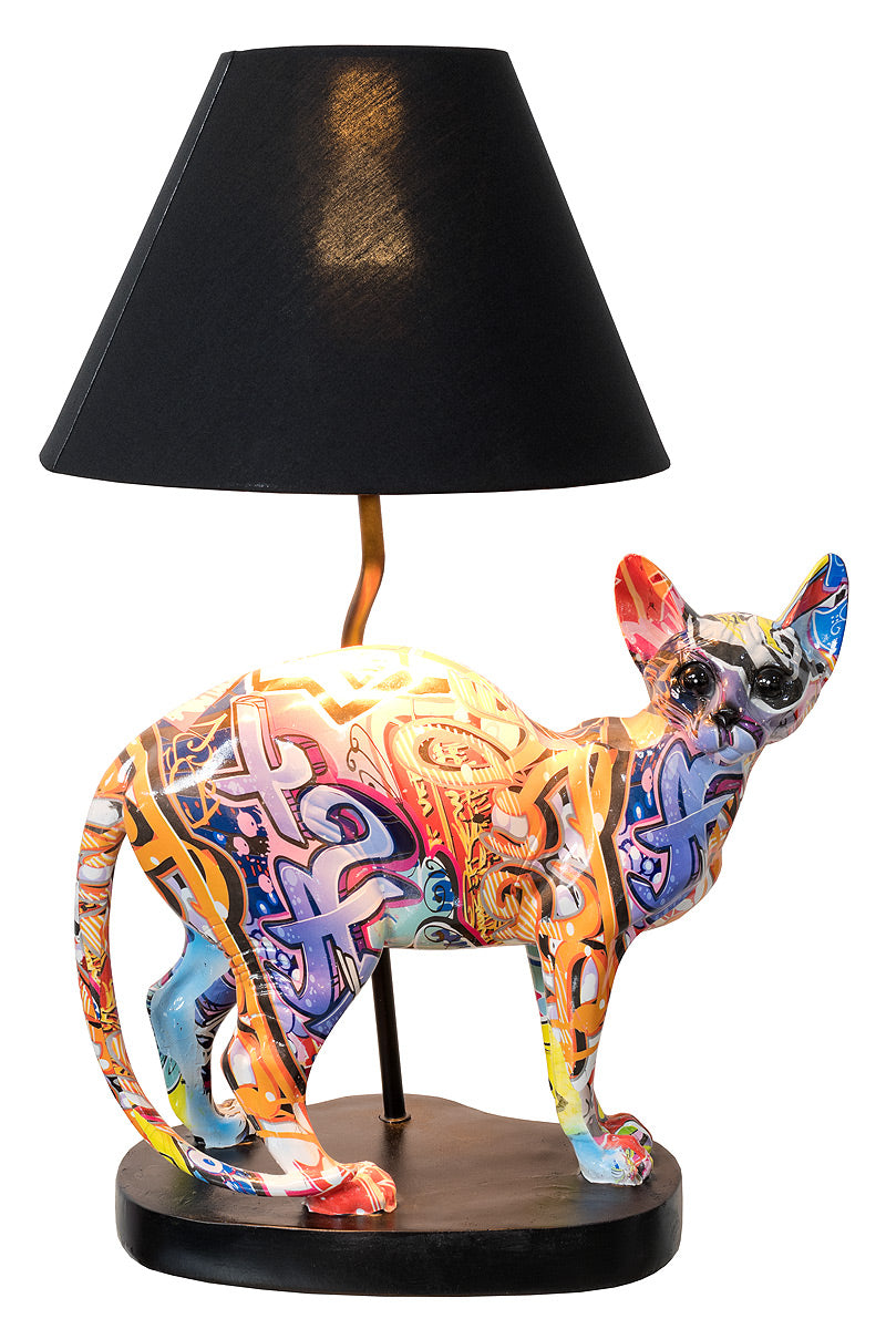 Graffiti painted standing Cat - Table lamp