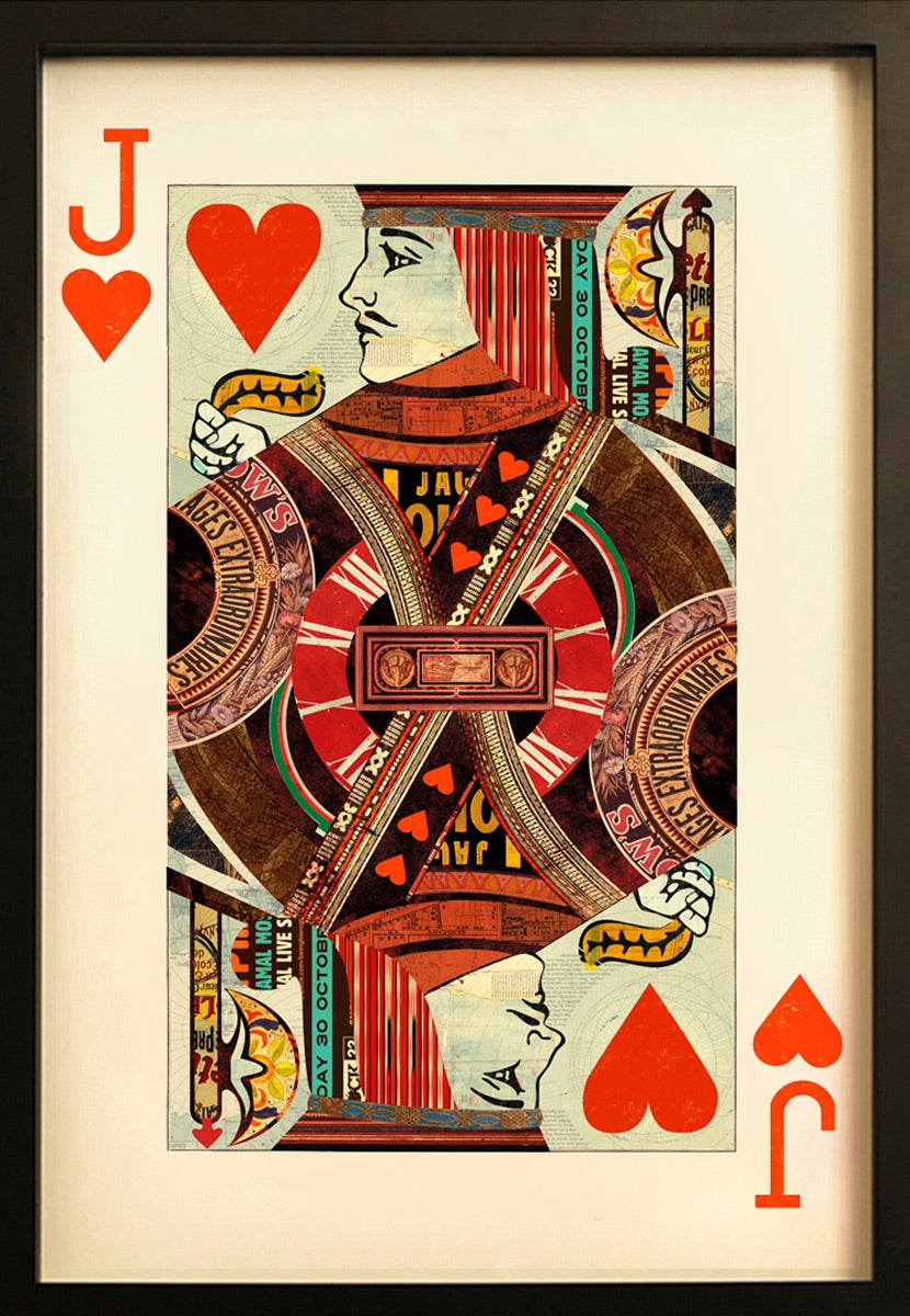 Jack Of Hearts Playing Card Collage Wall Art