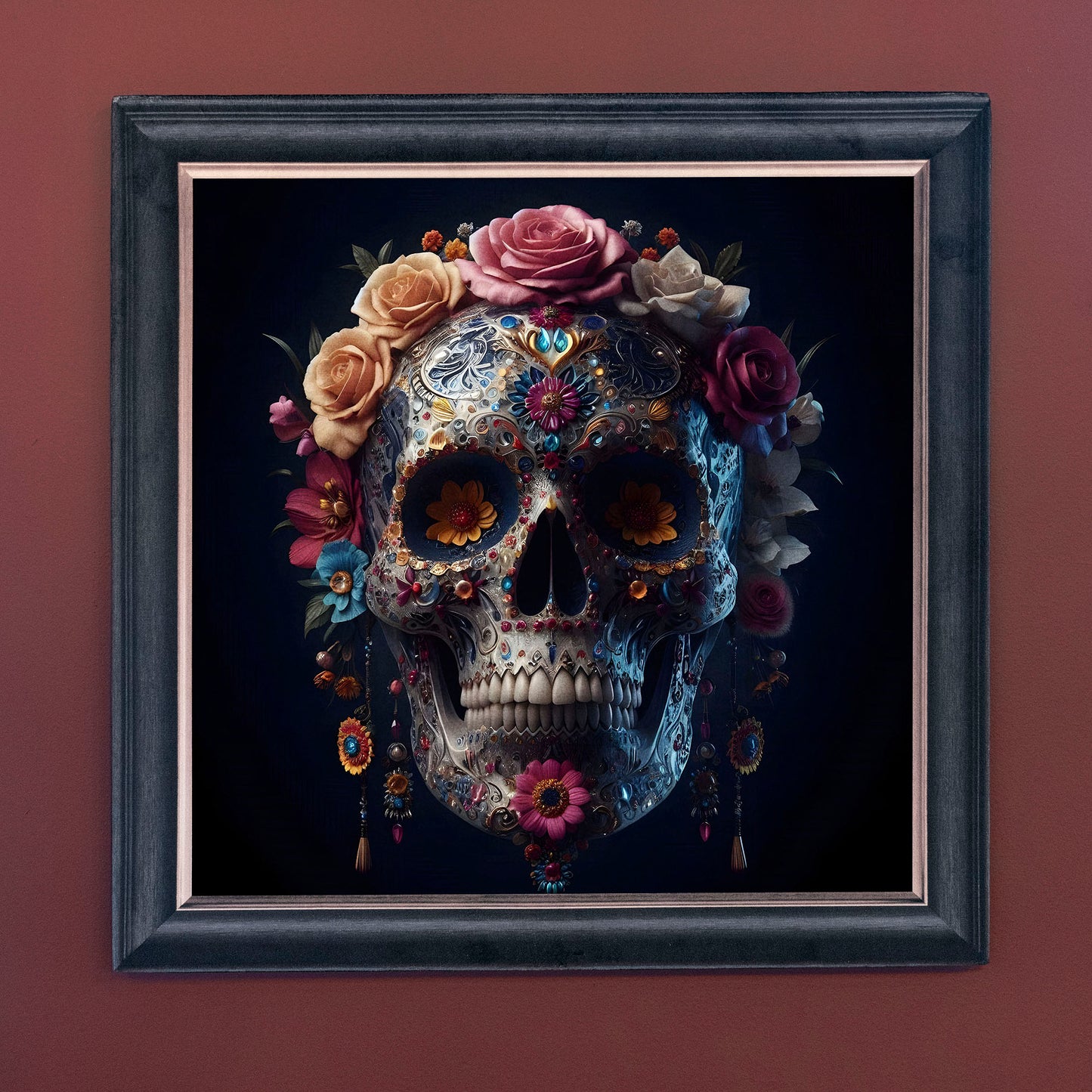 Decorative Skull Velvet Print Illusion Wall Art