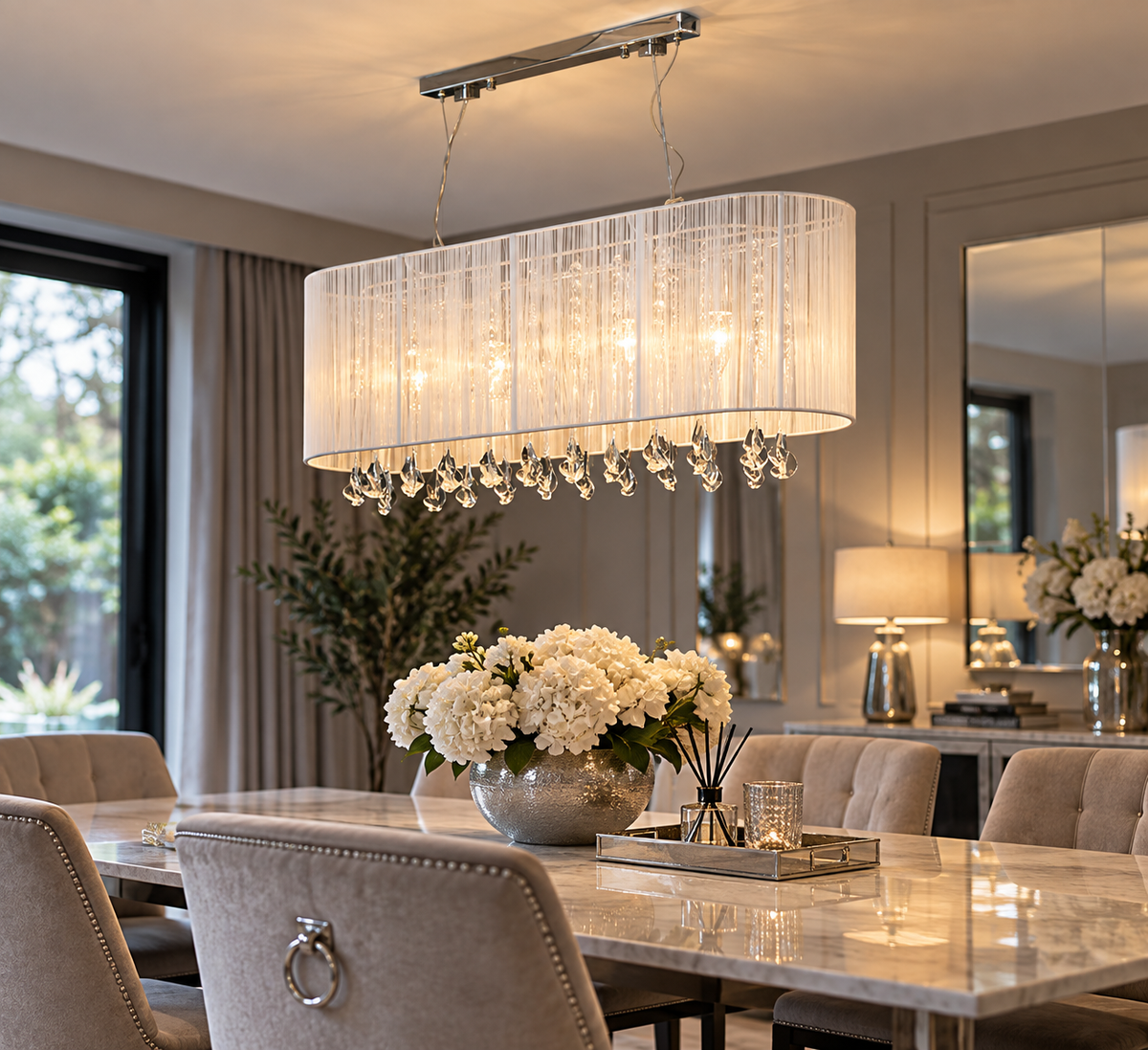 Belgravia white chandelier in stylish contemporary interior