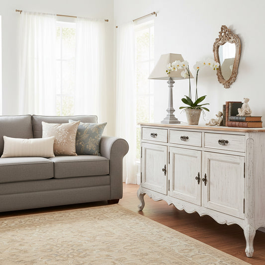 Neutral linen Shade Shabby Chic Table lamp