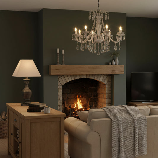 Neutral linen Shade Grey Base Fluted Table lamp