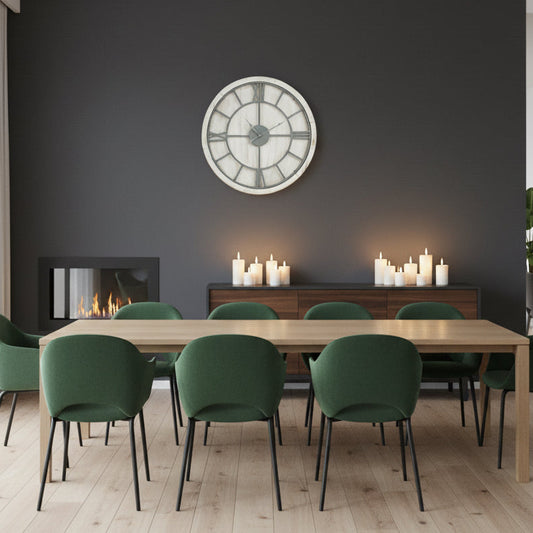 White & Grey Wooden Roman Numeral Wall Clock