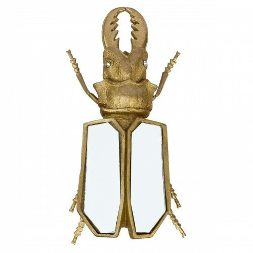 Golden Scarab Beetle Ornament Mirrored Glass Shell - Gold
