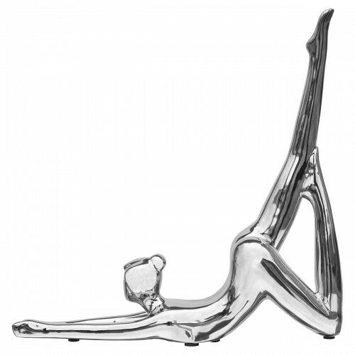 Ceramic Yoga Lady - Polished Chrome/Silver - Ornament Yoga enthusiasts