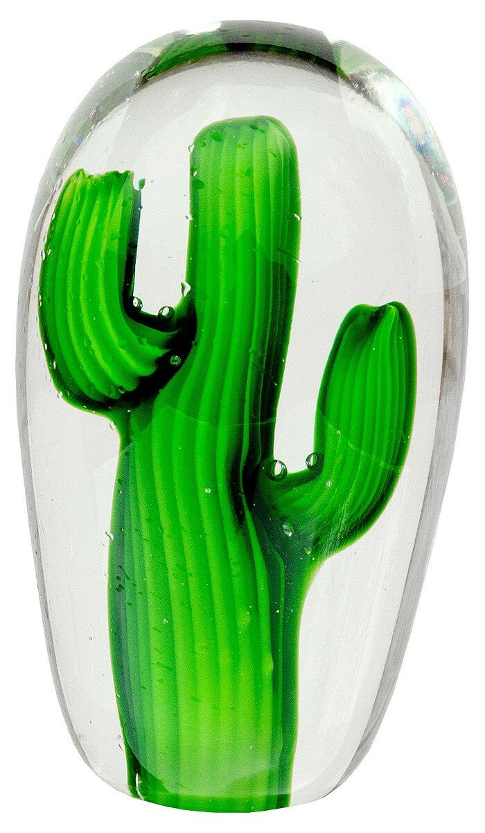 GLASS SMALL CACTUS PAPERWEIGHT - VERY HEAVY ORNAMENT