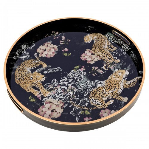 Circular Tray Set With Leopard Design-Serving Trays