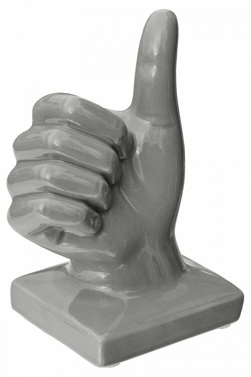 Grey Thumbs up sign Ceramic, Freestanding Ornament - Hand Sign