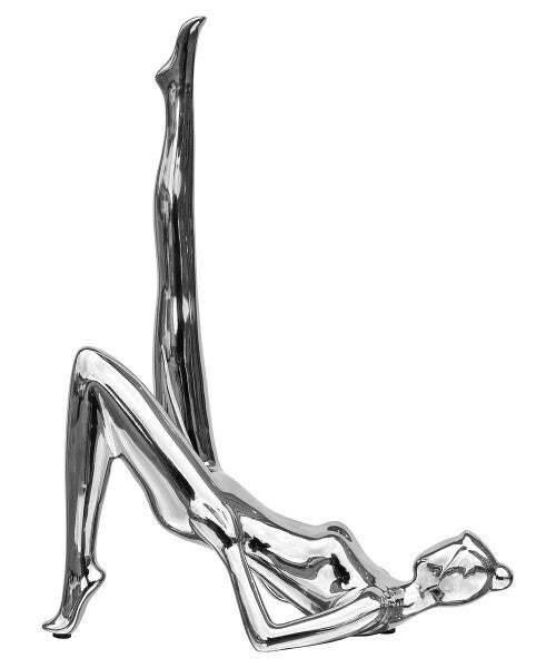 Ceramic Yoga Lady - High Polished Chrome/Silver - Yoga enthusiasts ornament