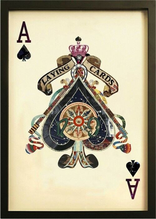 3d Collage Multicoloured Ace and Joker Playing Card Pictures -90cm x 60cm Framed