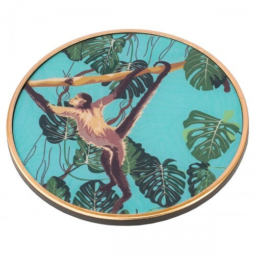Coasters Circular Monkey Design - Black & Gold Set of 4