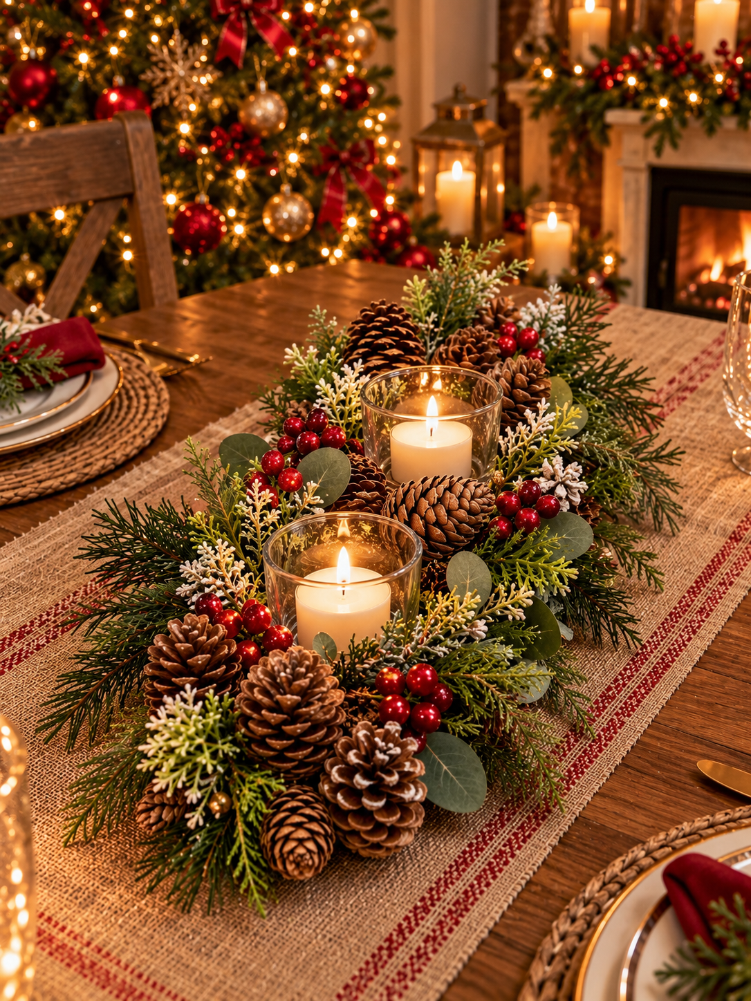 Double Pine Cone Tealight Holder – 30cm