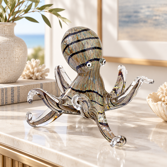 Handmade Glass Octopus Ornament – Colourful Decorative Figurine