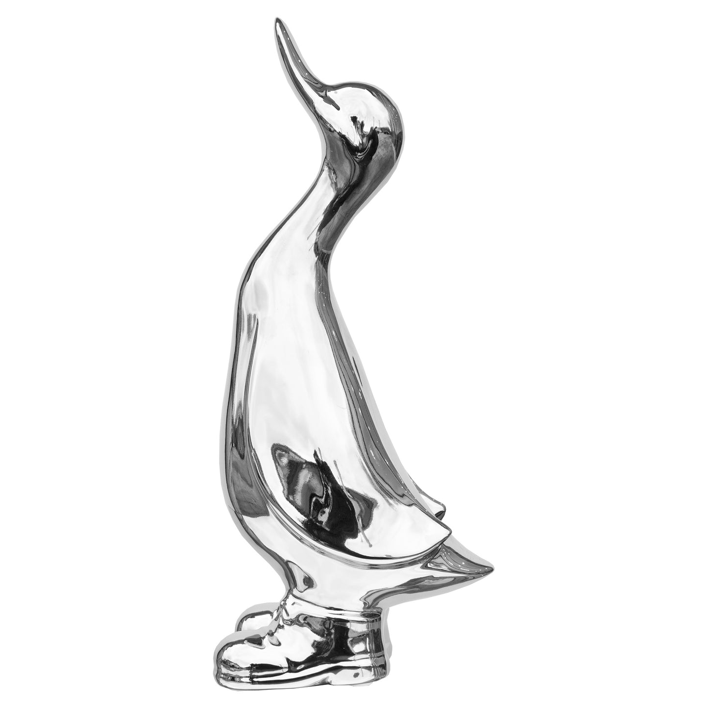 Ceramic Silver Duck In Boots Standing