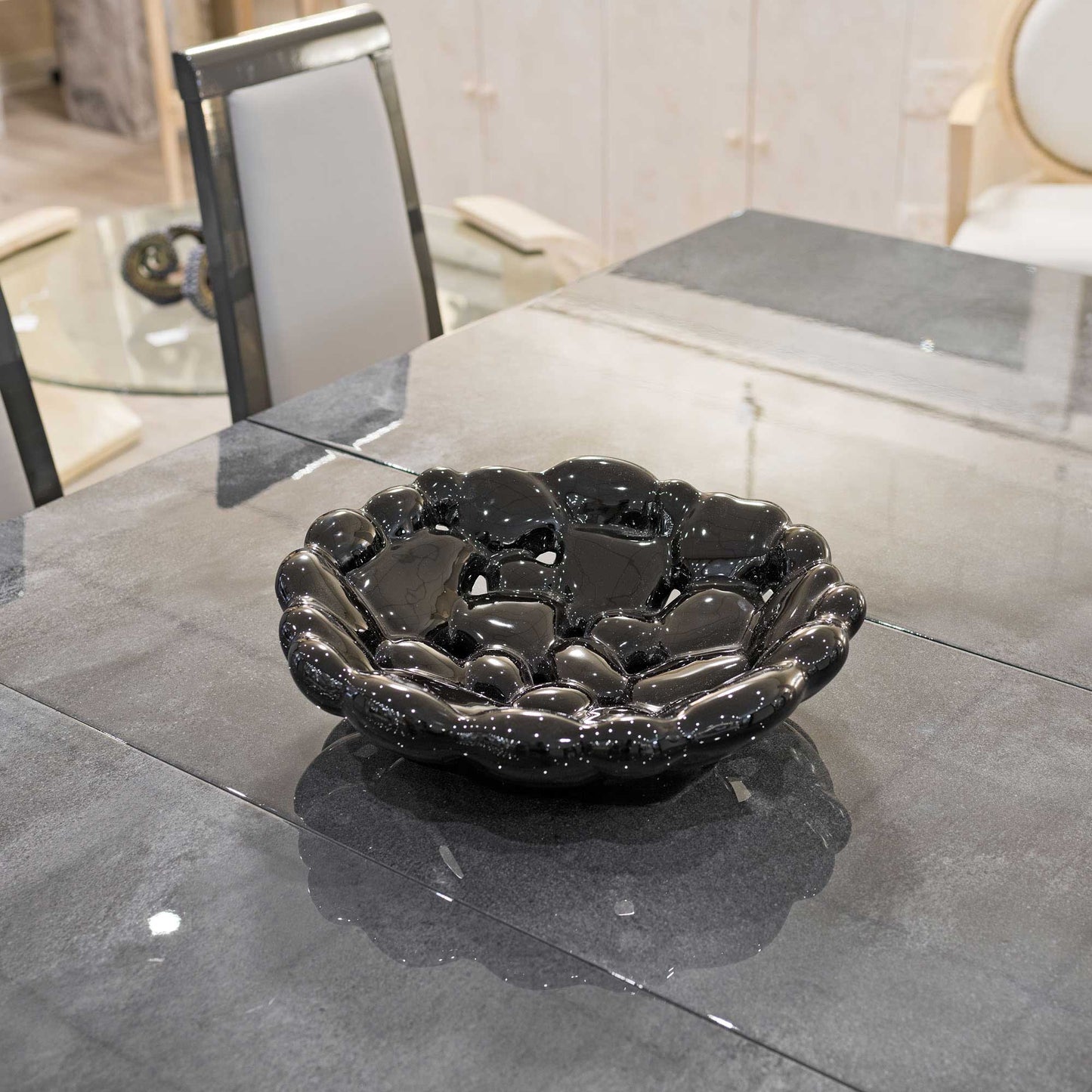 Ceramic Round Black Bubble Bowl/Dish