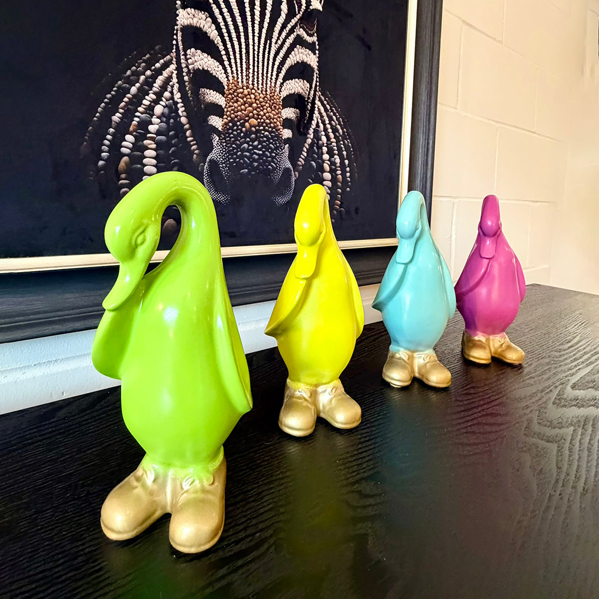Ceramic Duck In Gold Boots (Various Colours)