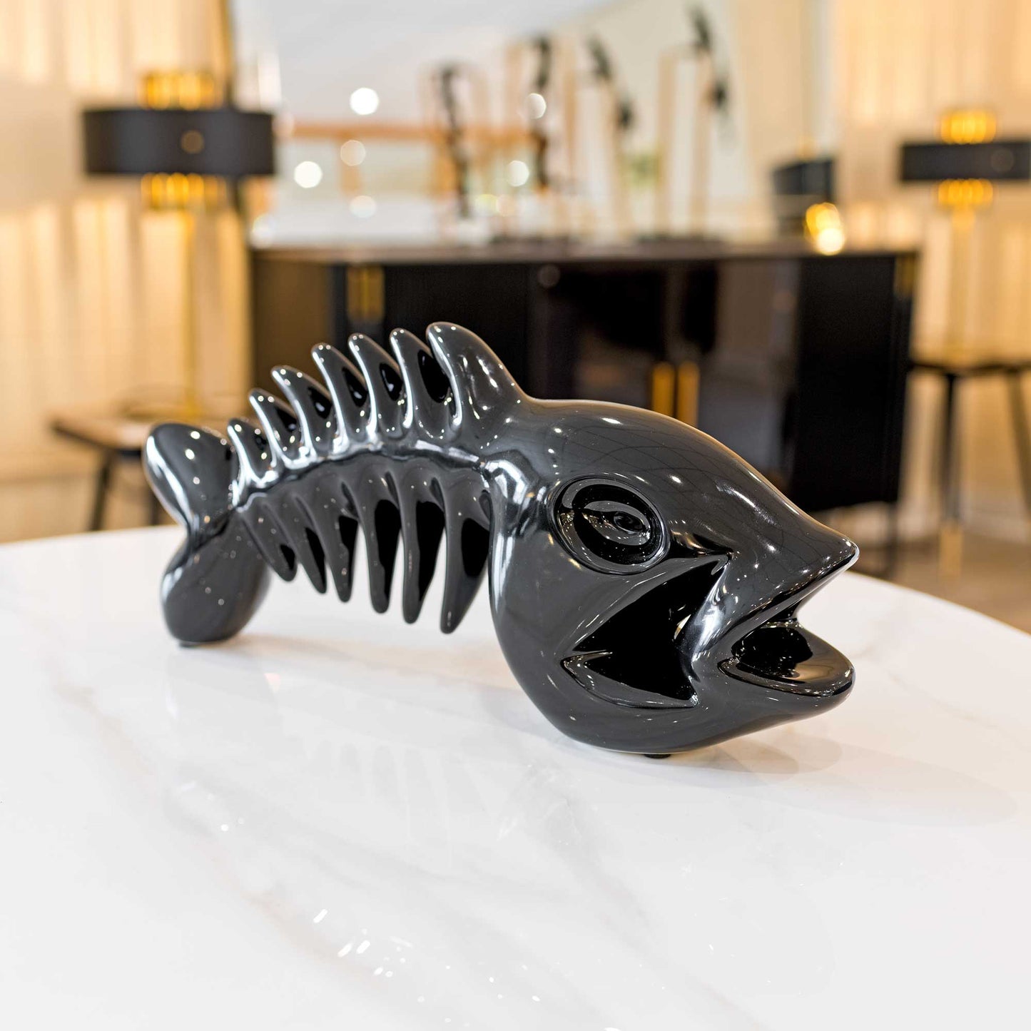 Ceramic Black Fish Bones Decoration