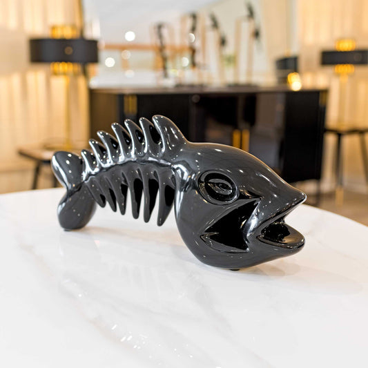 Ceramic Black Fish Bones Decoration