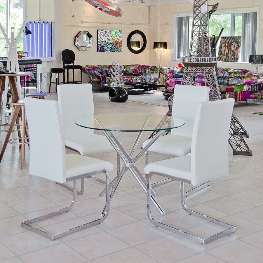Criss-Cross Glass Dining Table 90cm - Seats upto 4