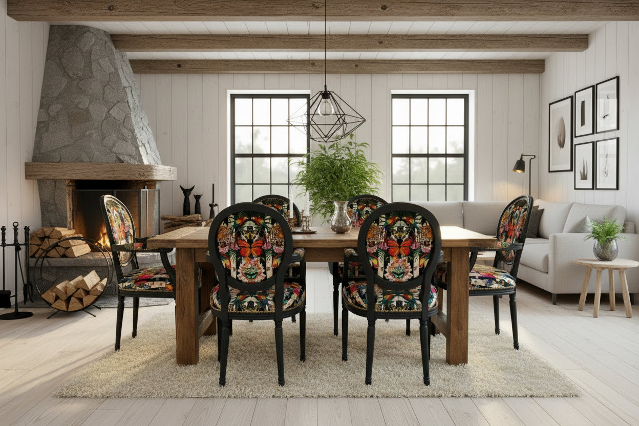 Georgian Dining Chair - Paradise Lost Crème Noir