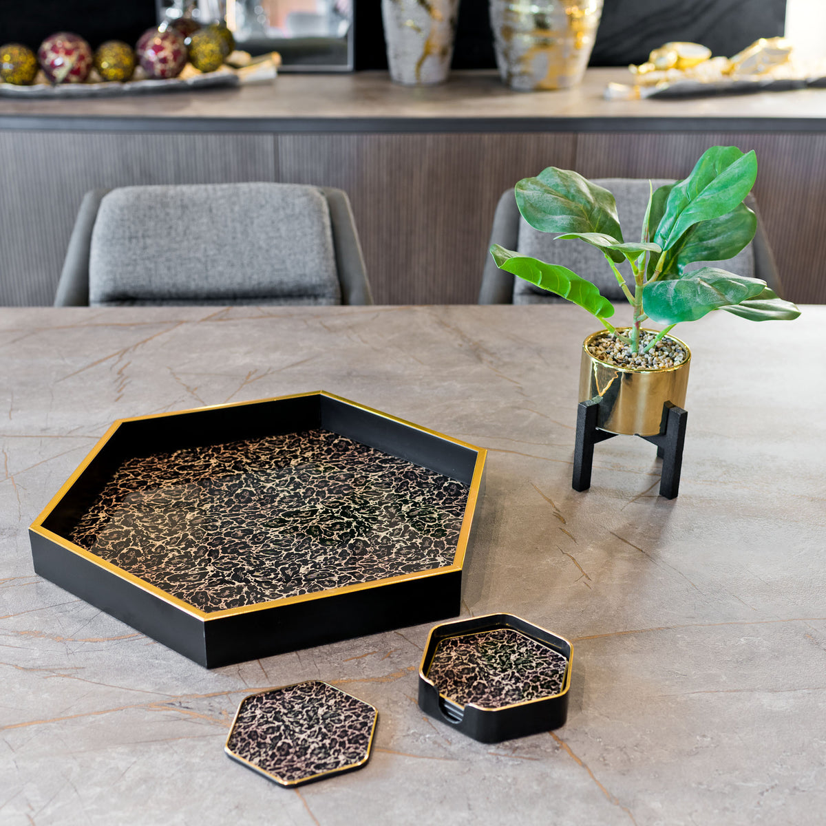 Roxy Leopard Hexagonal Coasters