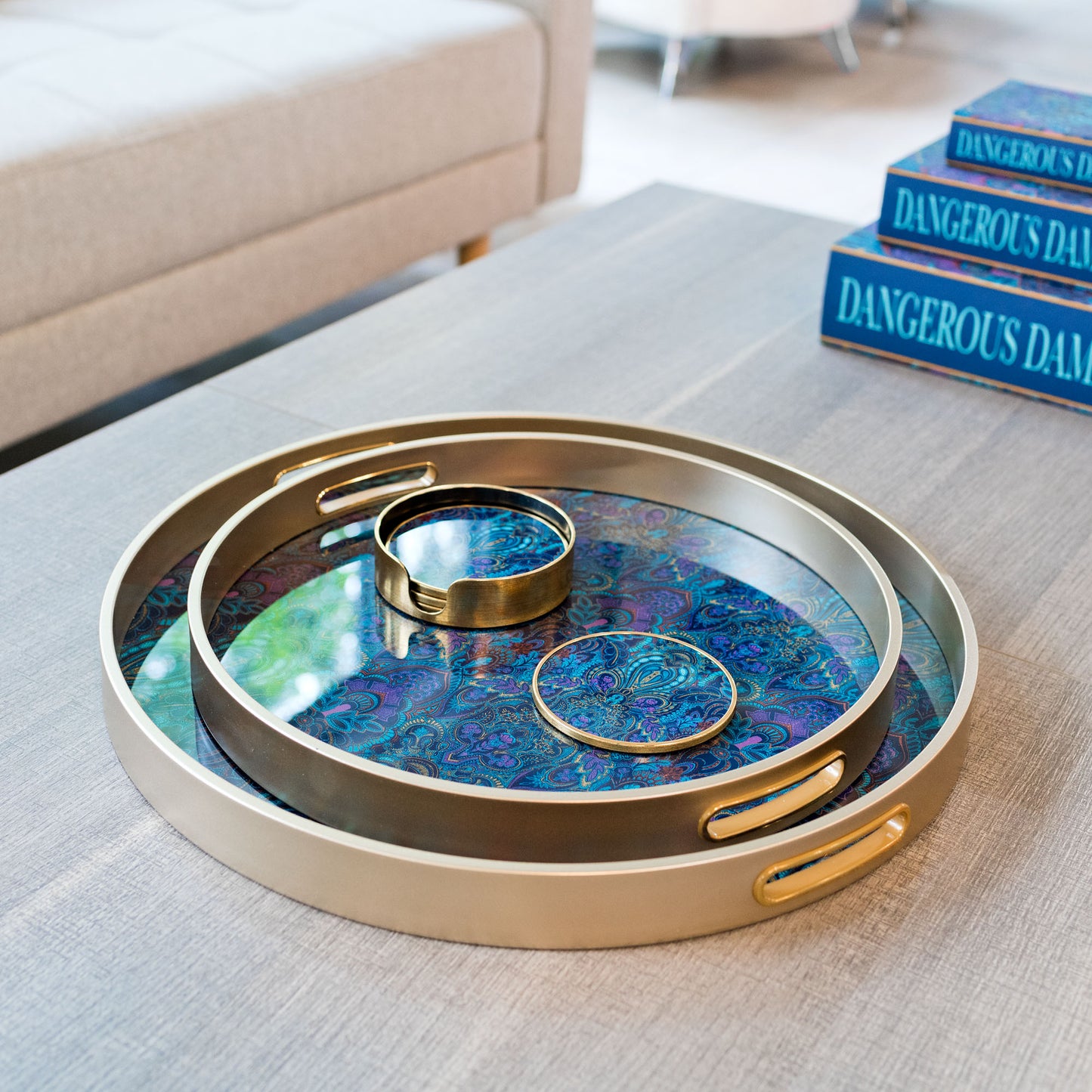 Dangerous Damask Circular Coasters