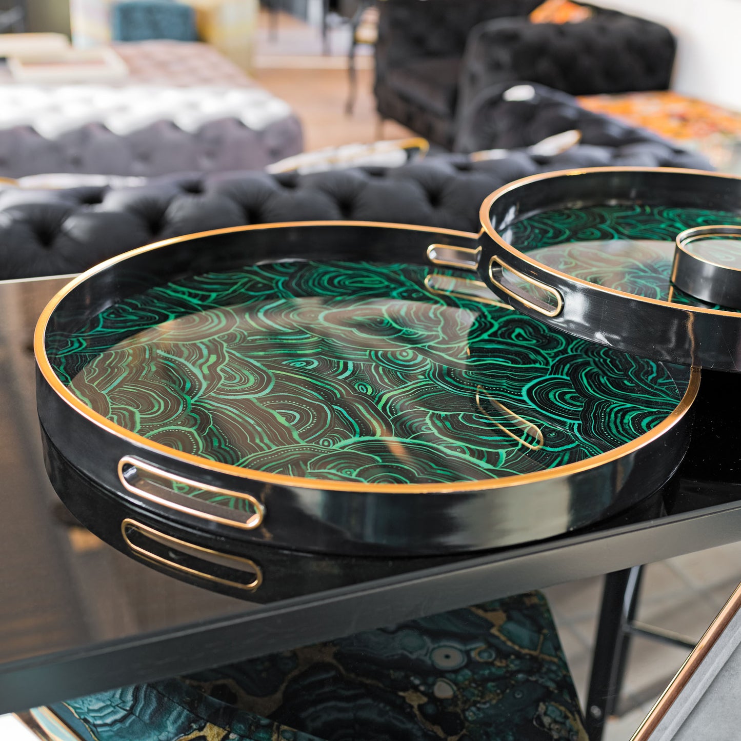 Malachite Circular Serving Tray