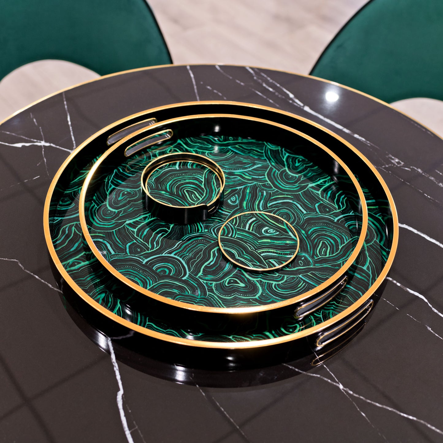 Malachite Circular Serving Tray