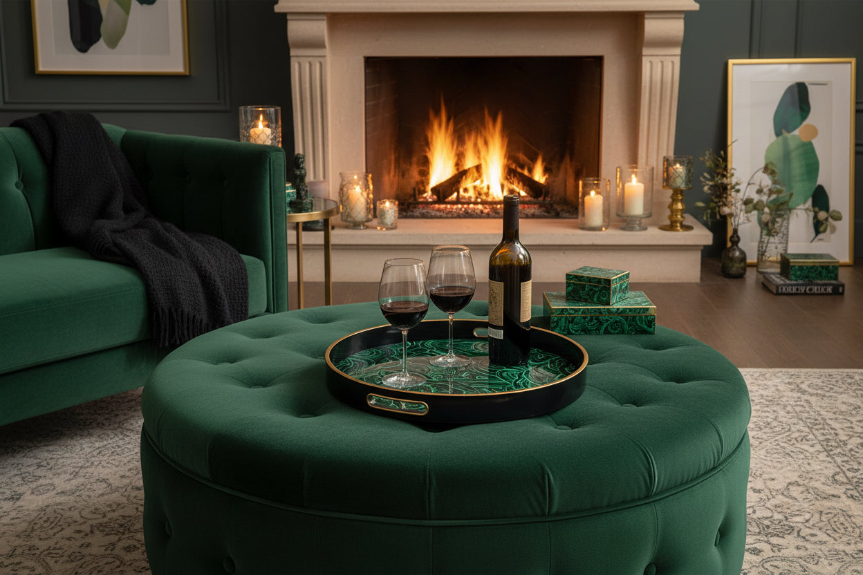 Malachite Circular Serving Tray