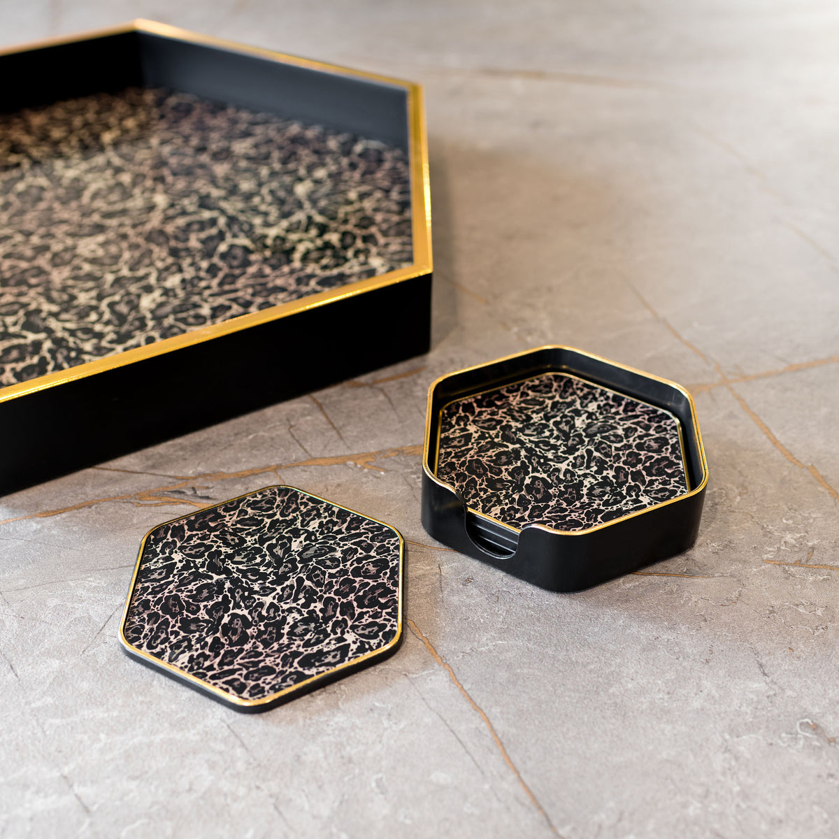 Roxy Leopard Hexagonal Coasters