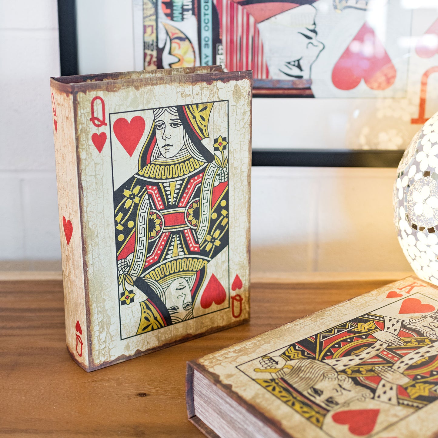 Queen of Hearts Playing Card Secret Storage Book Box