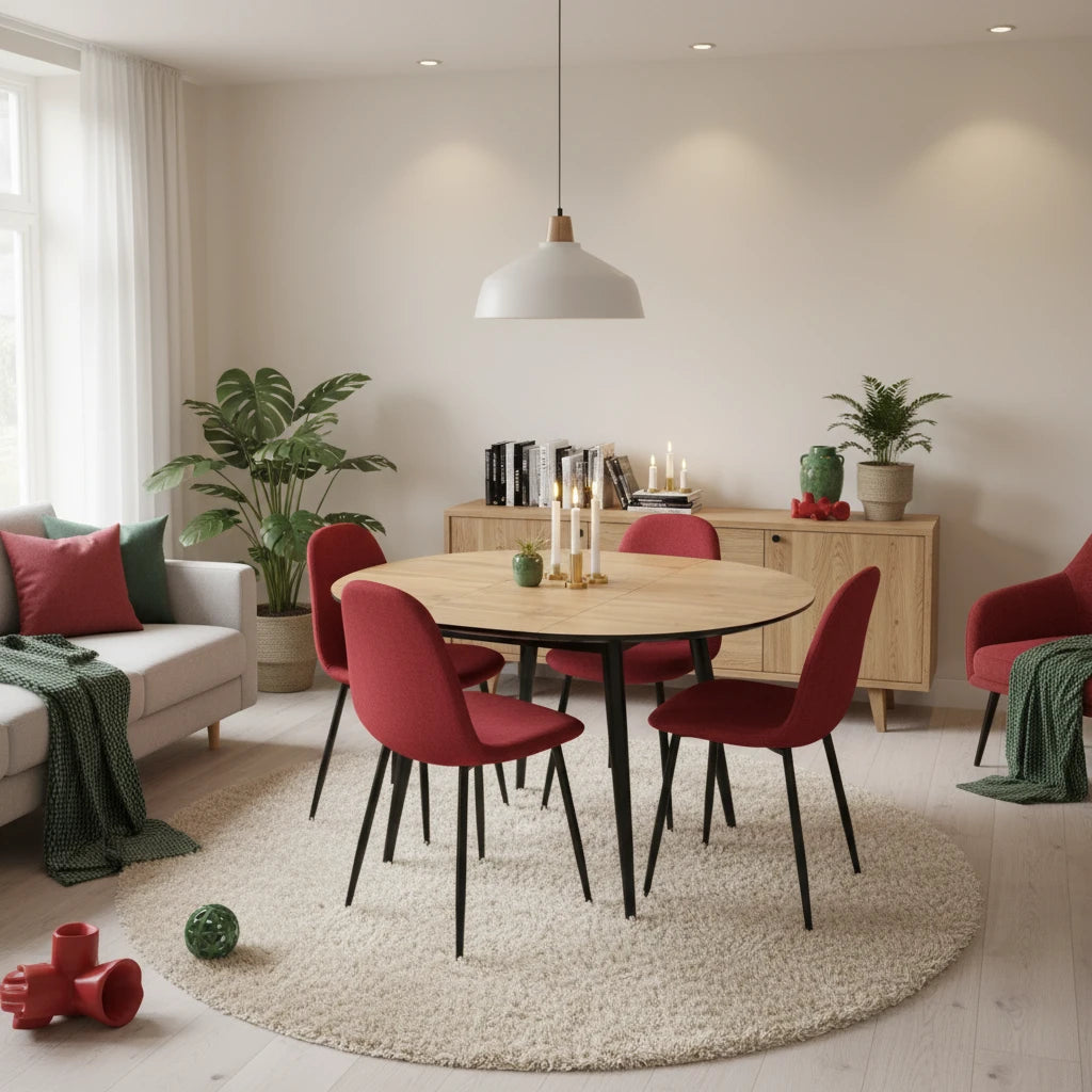 Thornton Natural Wood Veneer Extending Dining Table 100cm-140cm - Seats upto 4