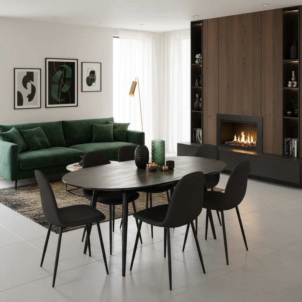 Thornton Black Ash Extending Dining Table 100cm-140cm - Seats upto 4