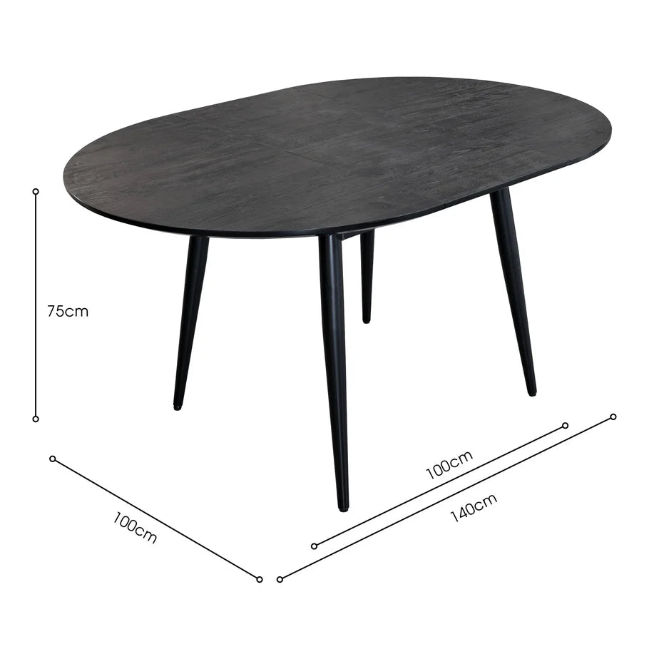 Thornton Black Ash Extending Dining Table 100cm-140cm - Seats upto 4