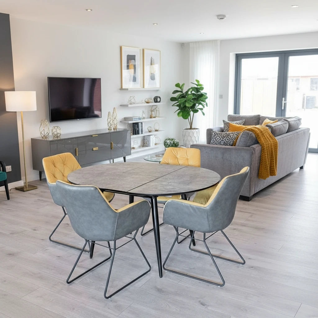 Thornton Grey Extending Dining Table 100cm-140cm - Seats upto 4