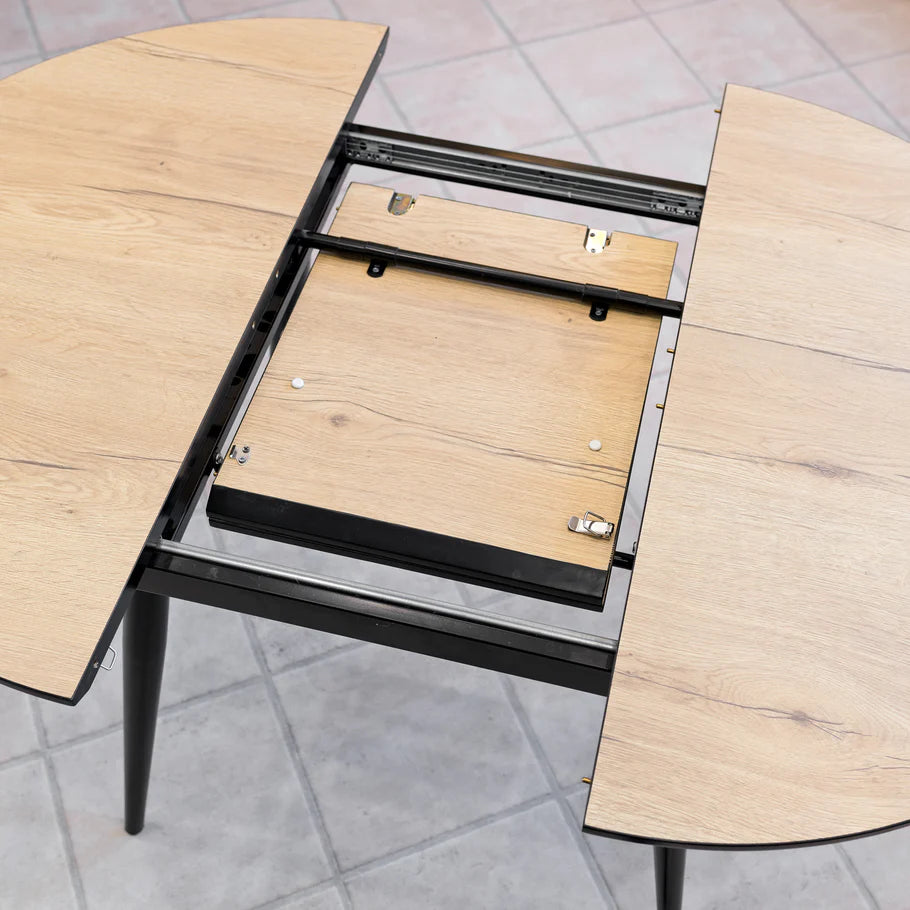 Thornton Natural Wood Veneer Extending Dining Table 100cm-140cm - Seats upto 4