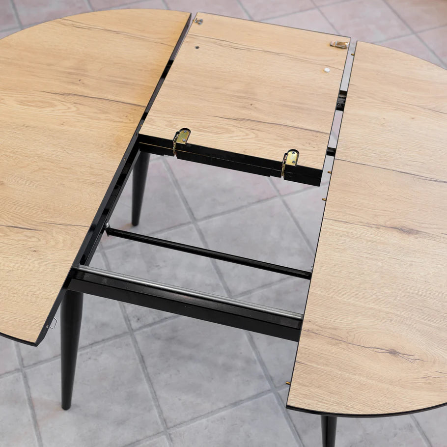 Thornton Natural Wood Veneer Extending Dining Table 100cm-140cm - Seats upto 4