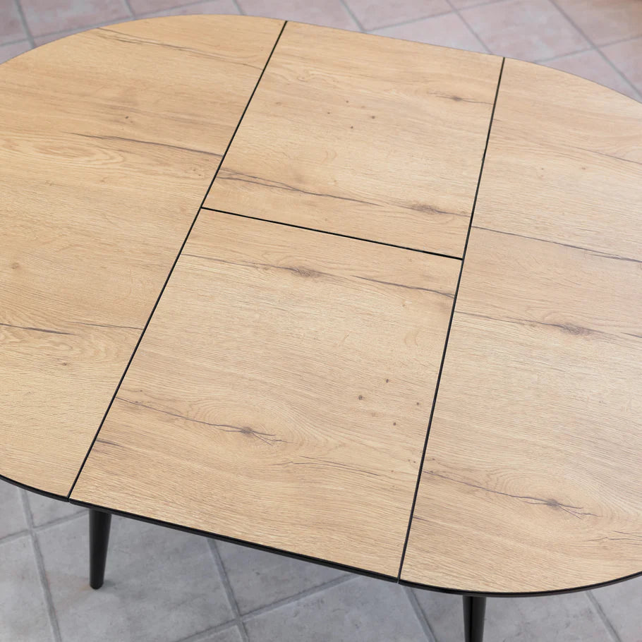 Thornton Natural Wood Veneer Extending Dining Table 100cm-140cm - Seats upto 4