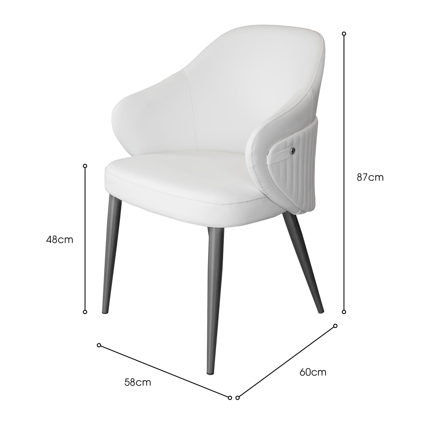 Ivory Faux Leather Dining Chair - Grey Legs