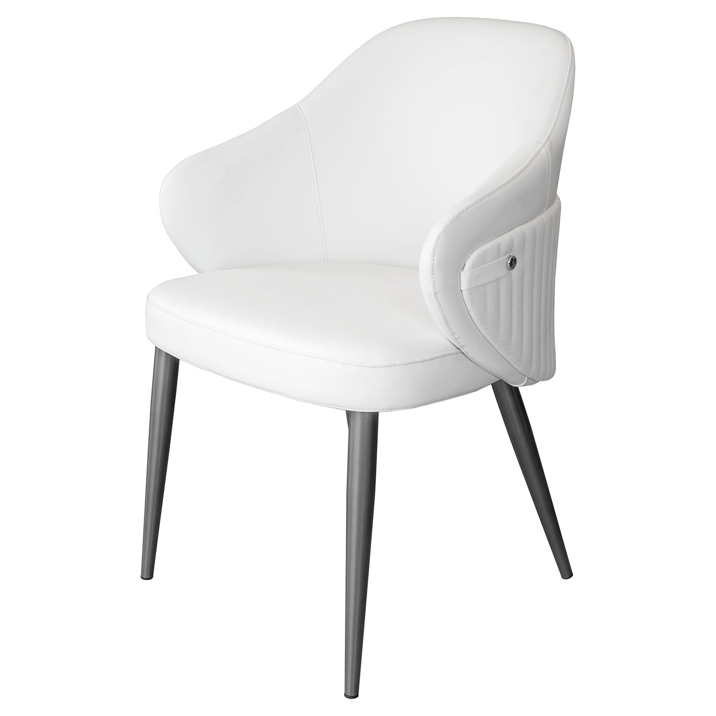 Ivory Faux Leather Dining Chair - Grey Legs