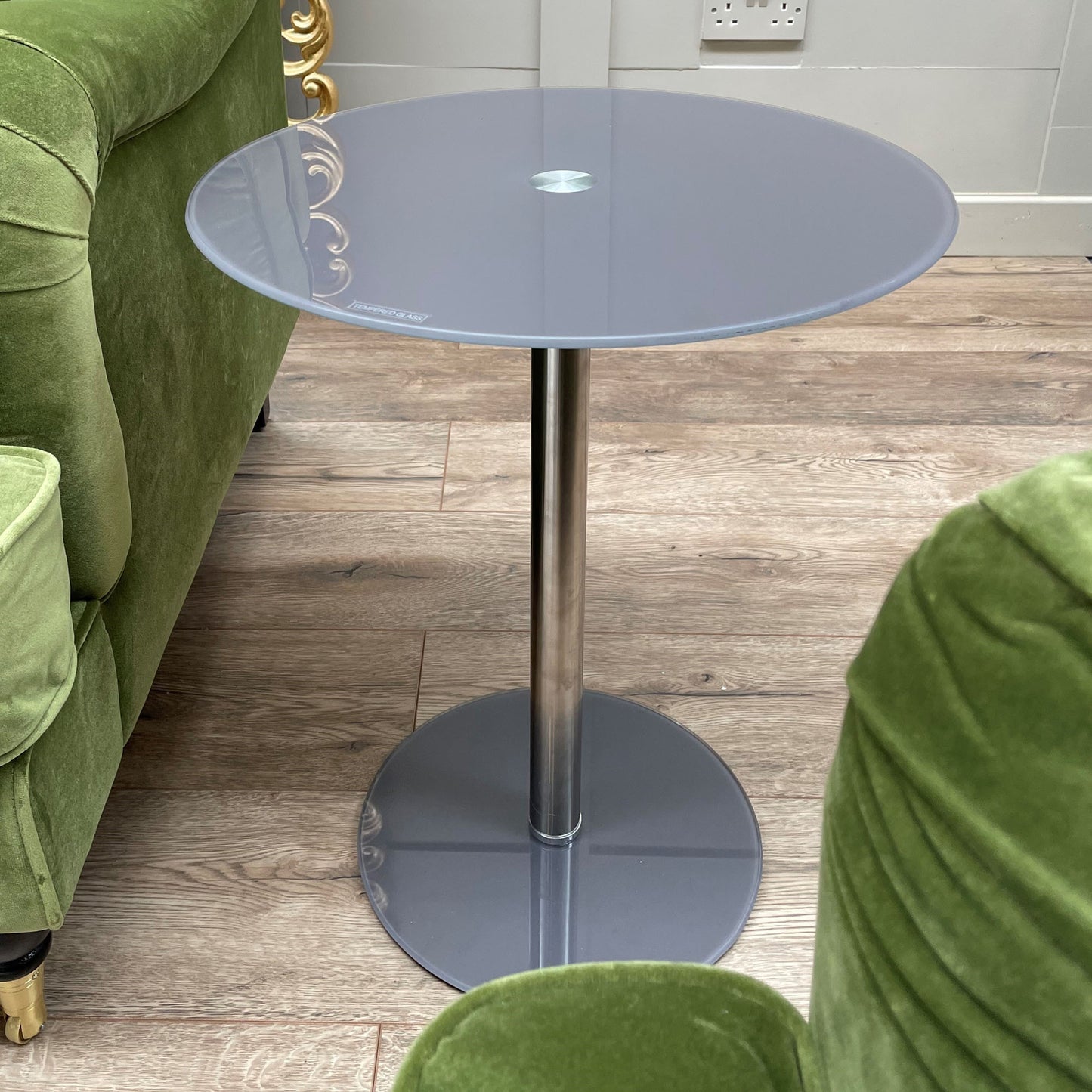 Glass Round Top Podium Table - Grey