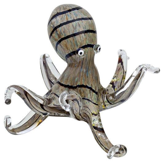 Glass Octopus - Brown & Black