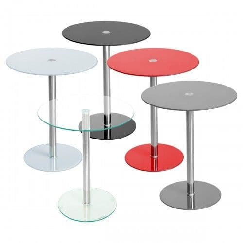 Glass Round Top Podium Table - Grey, Clear, Black or White